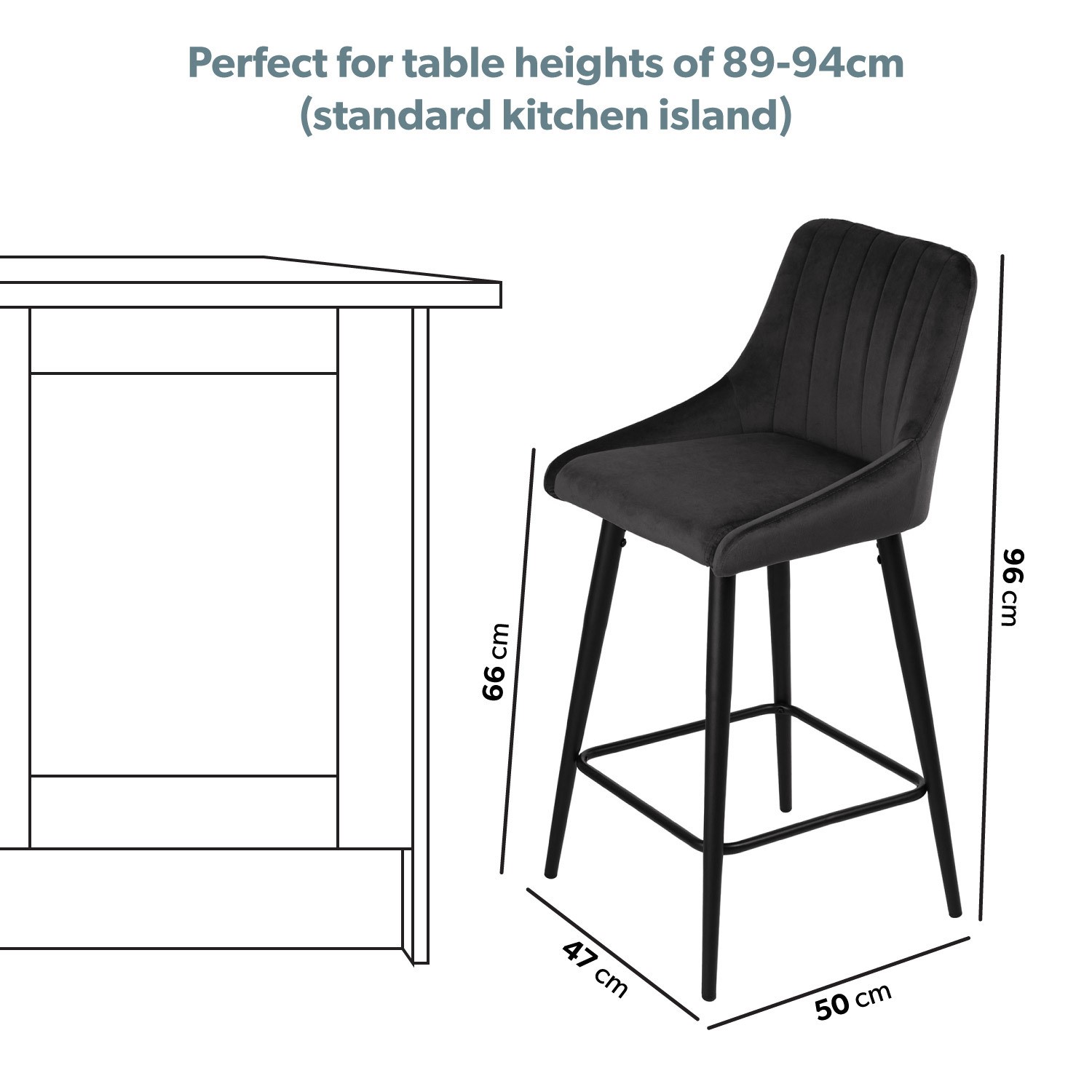 Read more about Charcoal velvet kitchen stool with back 66cm macie